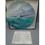 coalport 'golden hind' 50 years of transatlantic flight picture plate in box with cert.