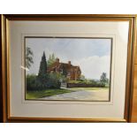 David J Pasfield, watercolour of Orchard Cottage, Essex, signed bottom left, framed 54cm x 46cm