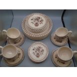 Staffordshire 'old granite' part dinner set with floral pattern comprising 10 dinner plates, 6