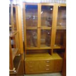 G-Plan mid-century display cabinet with 2 large glass doors and 3 drawers to bottom H199cm W81cm