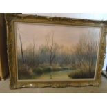 D.F Dane oil on canvas of a woodland scene 42x31"