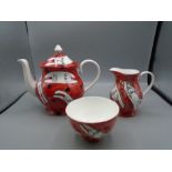 Josie Firmin hand painted cat design tea service incl teapot, sugar bowl and milk jug