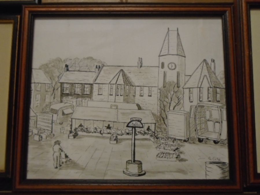 Various framed sketches, watercolours and prints of various churches and cathederals - Image 4 of 10