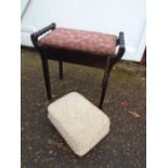 2 stools, one with storage in seat, both for re-upholstery.