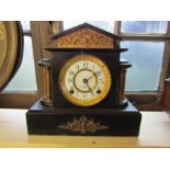 Vintage black slate mantle clock