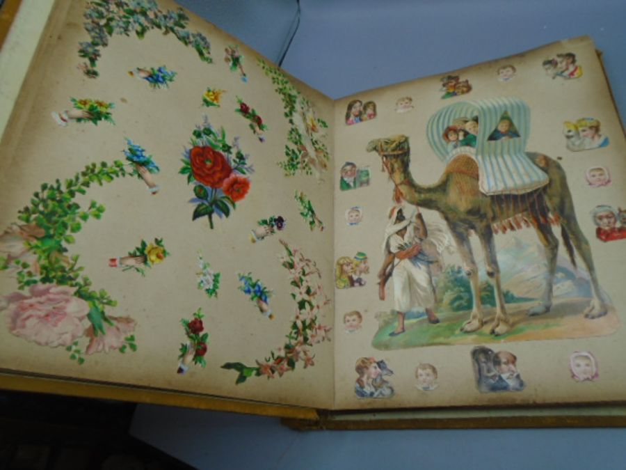 A Victorian scrap book full of cut out pictures - Image 4 of 7