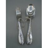 6 silver desert spoons and 6 silver forks, all are hallmarked with a gross weight of 620gms