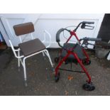 Mobility walker and shower seat