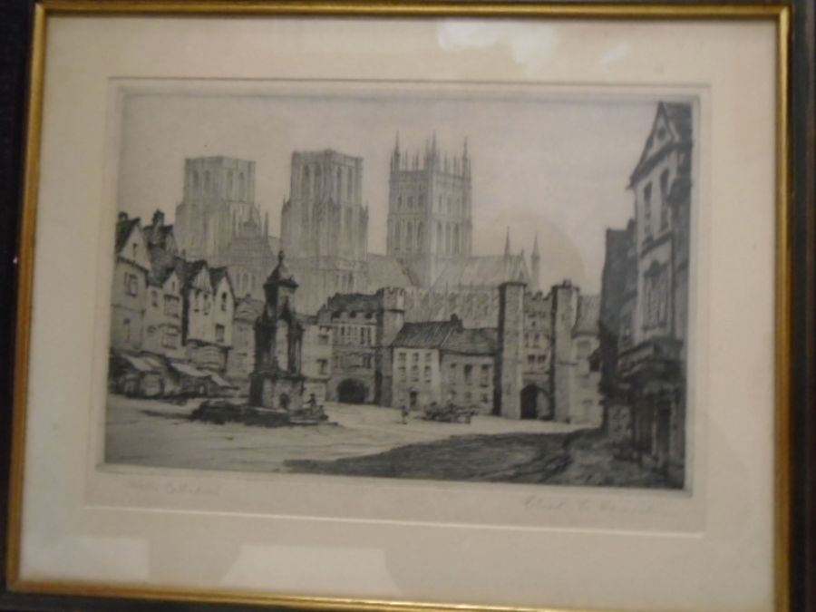 Various framed sketches, watercolours and prints of various churches and cathederals - Image 6 of 10