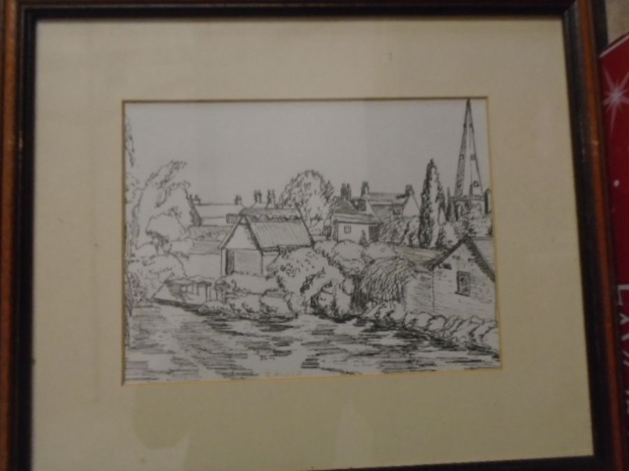 Various framed sketches, watercolours and prints of various churches and cathederals - Image 5 of 10