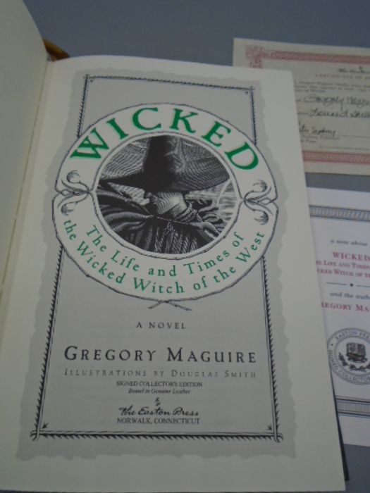 Signed collectors edition of Wicked by Gregory Maguire,2007 with green leather bound. certificate of - Image 4 of 4