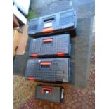 4 Toolboxes with tools including screwdrivers, planes, chisels etc