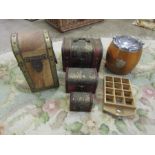 Treen items including boxes and biscuit barrel etc