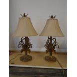 Pair of gilded leaf effect table lamps