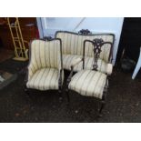 Victorian style Hardwood upholstered 2 seater sofa with 2 matching chairs all to be re-upholstered