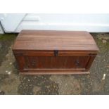 Hardwood dome toped trunk H37cm W79cm D40cm approx