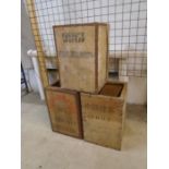 3 wooden tea chests