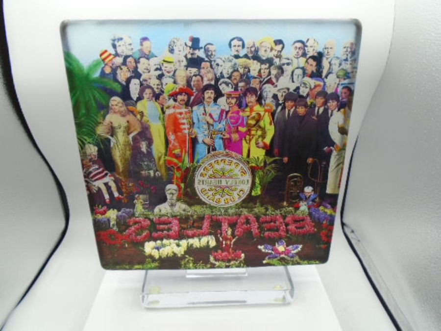 The Beatles Sgt Peppers Lonely Hearts Club Band album cover glass standing plaque, limited edition - Image 3 of 6