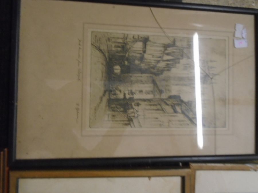 Various framed sketches, watercolours and prints of various churches and cathederals - Image 7 of 10