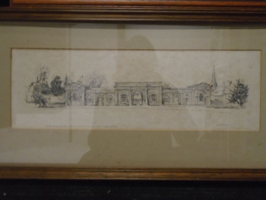 Various framed sketches, watercolours and prints of various churches and cathederals - Image 2 of 10