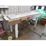 Wooden work bench H93cm W190cm D64cm approx