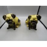 2 ceramic Pug ornaments and Royal memorabilia A/F Pug Height 17cm approx