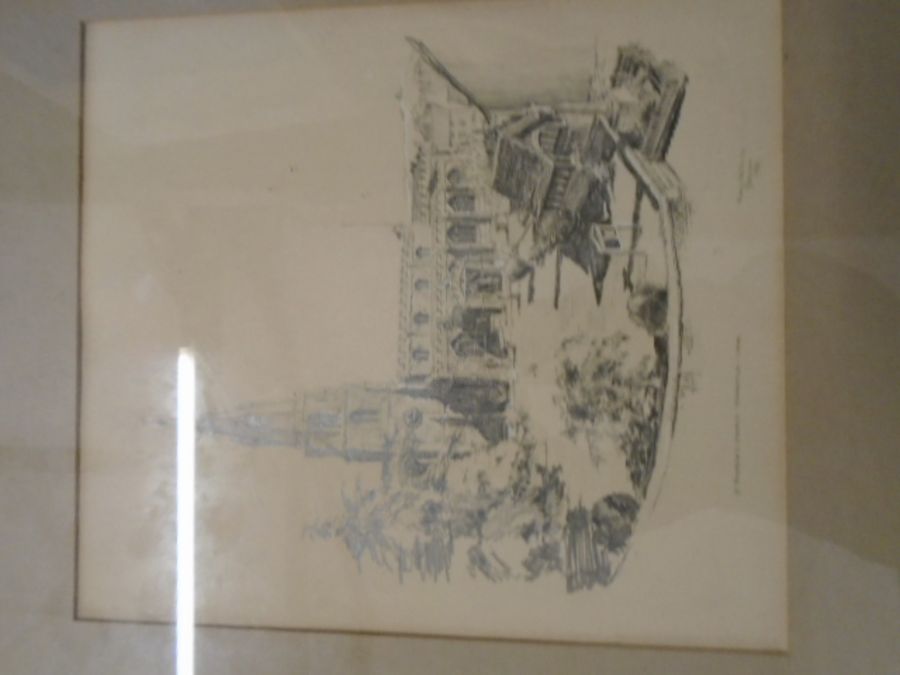 Various framed sketches, watercolours and prints of various churches and cathederals - Image 10 of 10