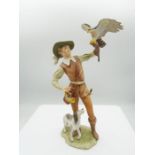 Vintage Kaiser Porcelain Bavaria Germany hand painted Falconer figurine with dog and hawk No 421