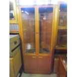 G-Plan corner display cabinet with 2 large glass doors and bottom cupboard H188cm D47cm approx