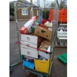 Stillage containing Christmas decorations, tools, screws and nails etc. stillage not included