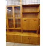 G-Plan retro display cabinet with 2 large glass doors, dropdown cupboard and 2 cupboards to bottom