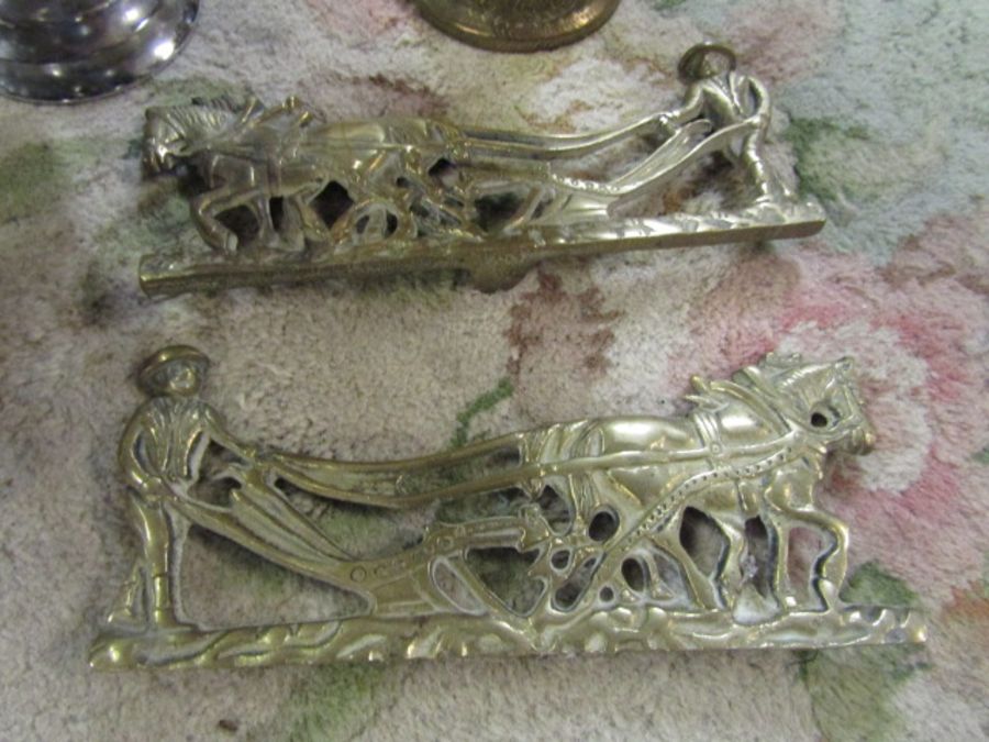Quantity of brass and plated items including candelabra, vase and bowl etc - Image 3 of 6