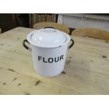 enamel flour bin with lid