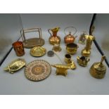 A collection of small brass items