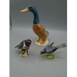 Beswick birds- a duck, a stonechat and a swallow