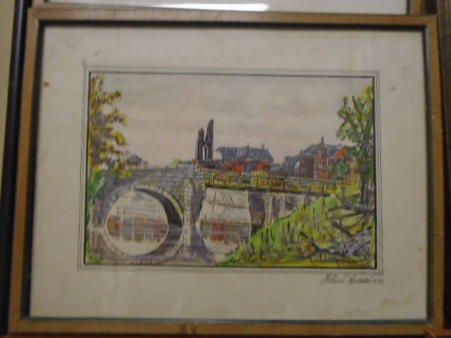 Various framed sketches, watercolours and prints of various churches and cathederals - Image 8 of 10