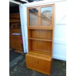 G-Plan mid-century display cabinet with 2 small glass doors and bottom cupboard H199cm W81cm D46cm