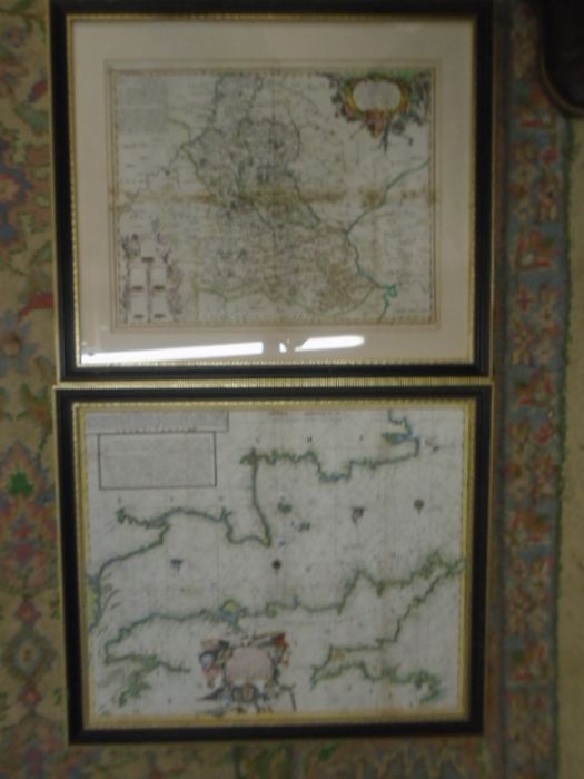 Derbyshire and Essex framed repro maps 22x25"