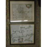 Derbyshire and Essex framed repro maps 22x25"