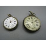 A silver pocket watch and one other (one has glass missing)