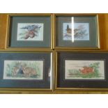 4 small embroidery pictures of woodland animals