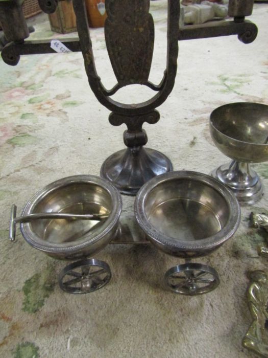 Quantity of brass and plated items including candelabra, vase and bowl etc - Image 2 of 6
