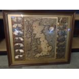 Joannes Jansson map of Great Britain in a metallic finish 23x19"