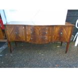 serpentine fronted sideboard with 3 drawers flanked by cupboards H84cm W170cm D52cm approx