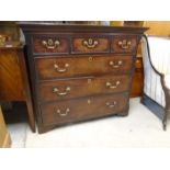 19th Century 3 small over 3 long chest of drawers with brass handles and escutcheons H99cm W111cm