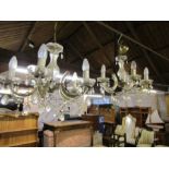 2 glass chandeliers