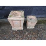 2 concrete garden planters H32cm (largest) approx