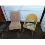 Upholstered nursing chair and wicker/bamboo chair (both to be re-upholstered)