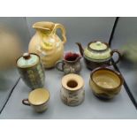 Pottery vases, pots, cup and a sadler teapot