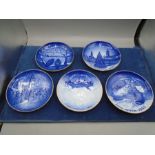 5 Bing & Grondahl Copehagen Porcelain hand decorated commemorative plates celebrating the 100th